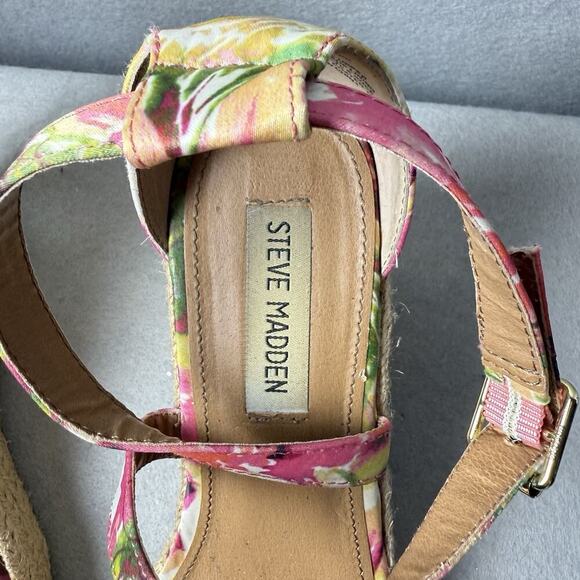 Steve Madden Montauk Espadrille Platform Wedge Sandals Floral Fabric Size 8.5 - Picture 4 of 12